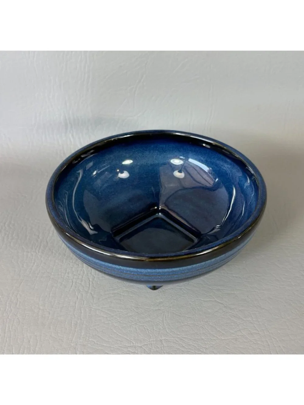 Vintage FS Cobalt Blue Ceramic Bowl Ribbed Rice Soup Cereal Studio Stoneware